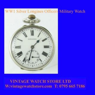 Mint WW1 Longines Military 15J Pocket Watch 1916
