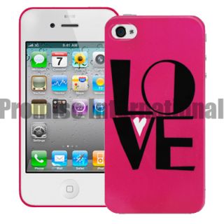 Hot Pink Love Hard Back Case Cover for Apple iPhone 4 4G 4S