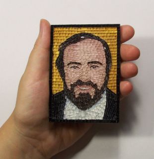 Luciano Pavarotti Glass Micro Mosaic Art Portrait ACEO Cards