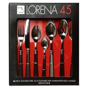 Lorena 45pc 18 10 Stainless Steel Resin Handles Flatware Hand Buffed