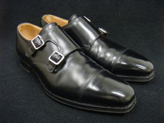 Crockett Jones Lowndes Black Double Monk Shoes 6E 7D 348 Last