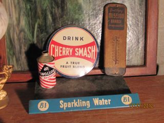 Original 1957 B 1 Sparkling Water Soda Door Push Rack Sign