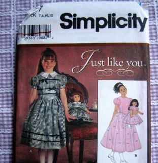 Simplicity 7847 Darling Girl Doll Dress Just Like You Includes Doll