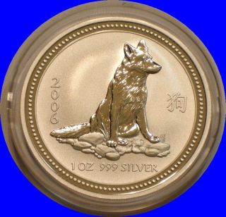 2006 Silver Dollar of Australia; Lunar Calendar DOG; Original GEM 1 oz