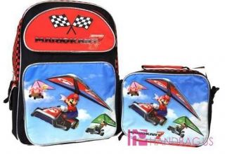 Mario Brothers Mario Kart 7 16 Large Backpack Lunch Bag Set