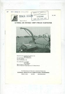 Niae Test Report Lundell 605 Double Chop Forage Harvester 1961