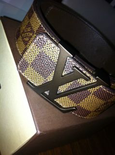 Authentic x Louis Vuitton Initials Damier Belt x Ebene Brown M9807