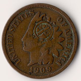 1909 Indian Head Cent w Turtle Counterstamp Countermark