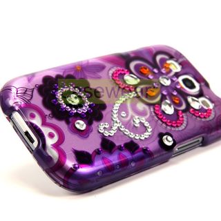 Luxmo Purple Daisy Gem Diamond Bling Hard Case Cover for Samsung