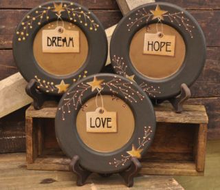 Love Hope Dream Primitive Country Wood Decorative Plates 6