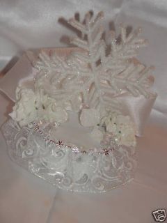Wedding Cake Topper Christmas Winter  White Snowflake
