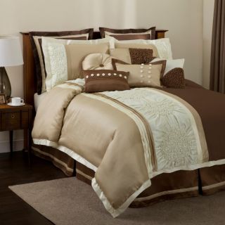 LUSH DECOR~Leron Taupe/ Brown 8 Piece KING Size Comforter Set~New In
