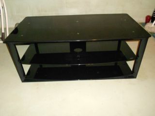 NICE Black Tempered Glass TV Stand 3 tier Flat Screen Entertainment