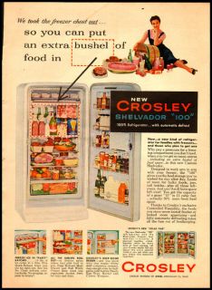 1955 Vintage Ad for Crosley Shelvidor 100 Refrigerator
