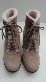 Crew MacAlister Shearling Wedge Boots Nut Size 9