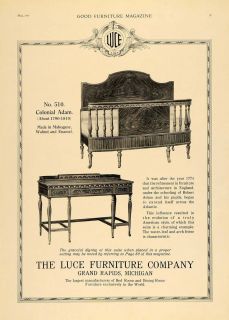 1919 Ad Luce Furniture Colonial Adam Wood Style Bed Set   ORIGINAL