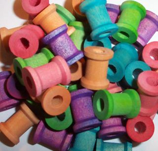 40pc 5 8 Wood Spools Parrot Bird Toy Craft Parts w Hole New
