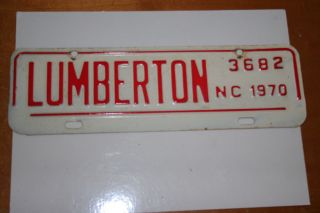 1970 North Carolina Lumberton City License Plate Topper Tag