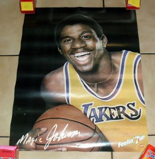 1981 Magic Johnson Feeling 7 Up 2 Sided Promotional Poster Must See M