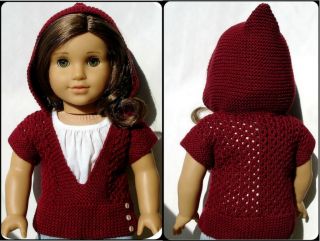 Mae Hooded Pullover Sweater Knitting Pattern For 18 Inch American Girl