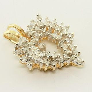 Magnificent 14K Yellow Gold Heart Shape Prong Set Diamond Cluster