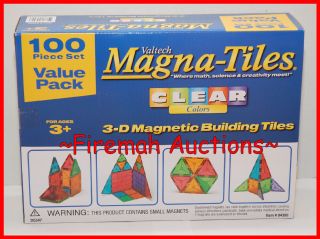 New Magna Tile 3 D Magnetic Building Tiles 100 PC Clear Set Valtech