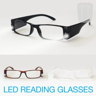 New LED L E D Magnifying Reading Glasses Black Brown White 1 5 2 2 5 3