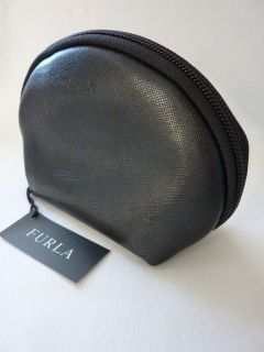 Furla Black Leather Makeup Case Made in Italy