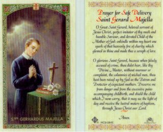 Prayer for Safe Delivery Saint Gerard Majella Holy Card