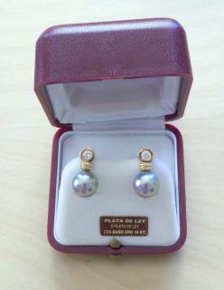 10mm Authentic MAJORICA Gray Pearl Earrings