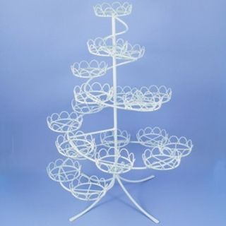 PME White Coated Wire Spiral Cupcake Stand Holds 19 Cupcakes