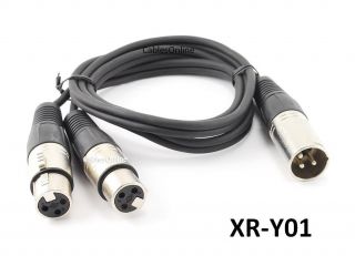 3ft XLR Male Stereo Plug to 2 XLR Female Y Splitter Cable CablesOnline