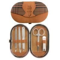 Manual Woodworkers Manicure Set Soft Touch Brown Plaid New in Box