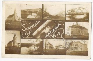 Wisconsin Wi Manawa Souvenir Multi View Postcard