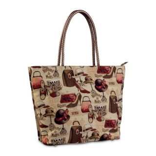 Marchand de Modes Tapestry Tote Bag with Cell Phone Pocket