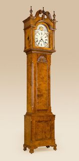 Grandfather Clock Antique Style Tiger Maple Wood Colonial Style Clock