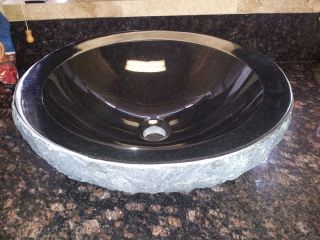 Marble Stone Vessel Sink Bathroom Vanity Black Heavybowl
