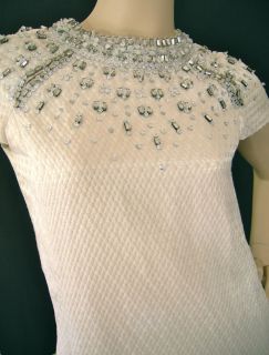 Vintage 60s MALCOLM STARR Ivory Rhinestone BEADED Party Evening or