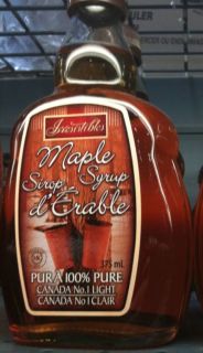 Canadian No 1 Light Maple Syrup 100 Pure 375ml Bottle