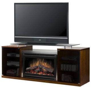 Dimplex Marana Cherry Electric TV Fireplace Media Stand w 33 Glass