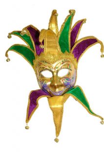 Mardi Gras Male Jester Full Face Venetian Mask B