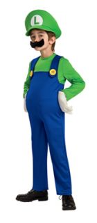 Deluxe Luigi Plumber Super Mario Bros Kids Costume