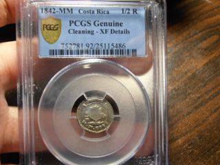 PCGS XF 92 Costa Rica Countermarked 1 2 Real Very RARE