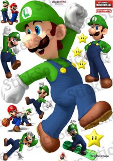Super Mario Bros Wii Luigi Jumping Repositionable Wall Sticker Medium