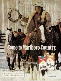 Vintage 1983 Marlboro Cigarette Cowboy Print Ad Great to Frame