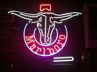 Marlboro Cigarette Neon Electric Sign Advertising Light Texas Longhorn