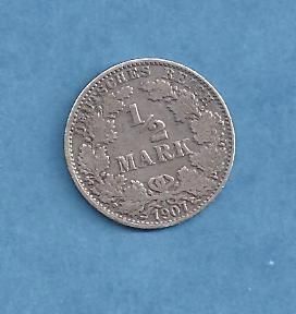 Germany Silver Coin 1 2 Mark 1907 J
