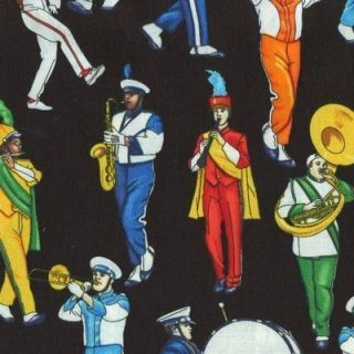 Marching Band Musician Music Blk Cotton Quilting Fabric