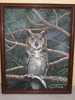 Great Horned Owl Oil Painting by Margaret L Smith
