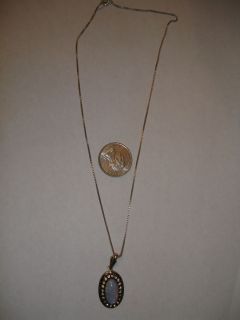 Vintage Sterling Silver Martelli Faux Opal Rhinestone Pendant Necklace